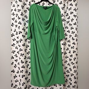 Talbots Emerald Green Draped Cowl Midi Dress